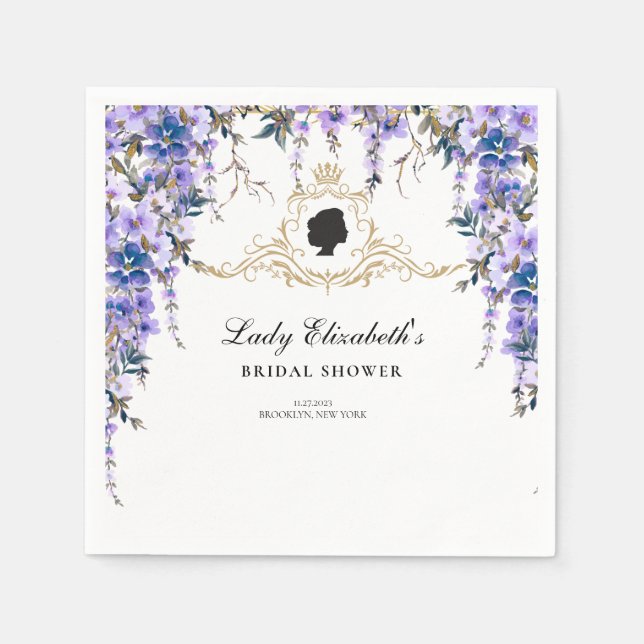 Vintag Blue Florals Bridgerton Brautparty Serviette (Vorderseite)