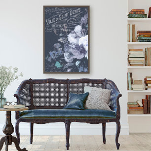 Vintag Blue Florals und Ephemera Decoupage Seidenpapier