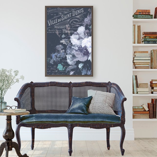 Vintag Blue Florals und Ephemera Decoupage Seidenpapier (Von Creator hochgeladen)