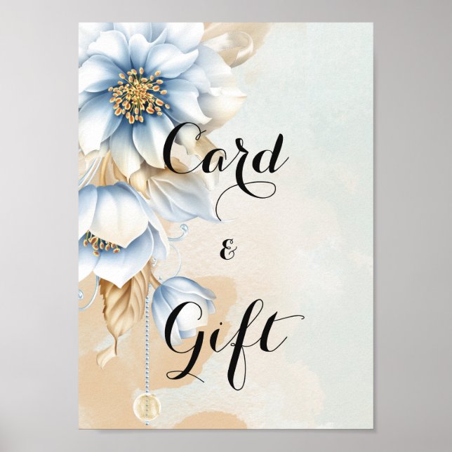 Vintag Blue Flororal Card & Gift Poster (Vorne)