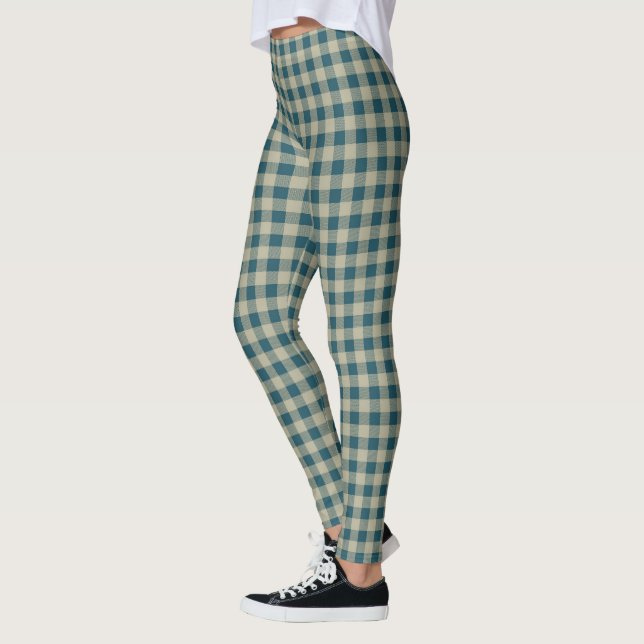 Vintag Blue Gingham Checkered Leggings (Links)