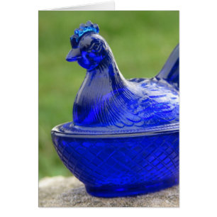 Vintag Blue Glass Hen