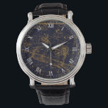 Vintag Blue Gold Aries Zodiac Constellation Armbanduhr<br><div class="desc">Das Design wurde 1822 vom A Celestial Atlas" von Alexander Jamieson Inspiriert,  einer Sammlung Vintager illustrierter Sterncharts. Das Aries Zodiac Constellation in Gold vor einem dunkelmarineblau-Hintergrund. Ein tolles Geschenk für diejenigen,  die unter dem Sternzeichen "Aries zodiac" geboren sind. (März 21 bis 20. April)</div>