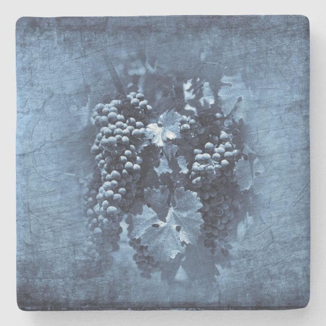 Vintag Blue Grapes Plaster Steinuntersetzer (Vorderseite)