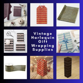 Vintag Blue Harlequin Geschenkpapier