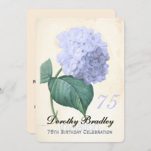 Vintag Blue Hydrangea 75. Geburtstagsfeier 2 Einladung