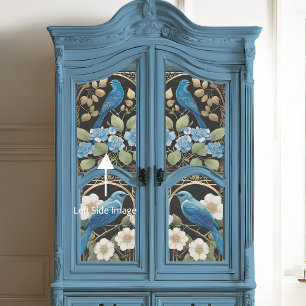Vintag Blue Hydrangea Bird Art Nouveau Ephemera Seidenpapier