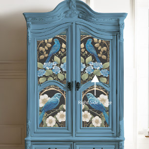Vintag Blue Hydrangea Bird Art Nouveau Ephemera Seidenpapier