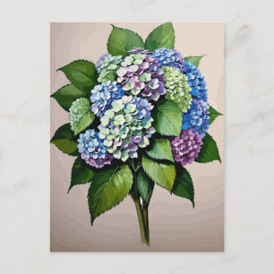 Vintag Blue Hydrangea Blume Postkarte