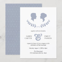 Vintag Blue Laurel Bride Groom Silhouette Hochzeit