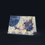 Vintag Blue Lila Zodiac Aquarius Geburtstag Karte<br><div class="desc">Vintage Collage mit Eule und Motte,  zusammen mit der Aquarius zodiac Konstellation.</div>