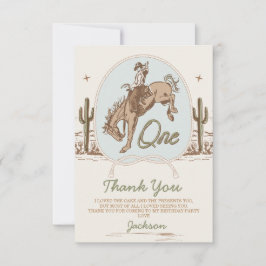 Vintag Blue Little Buckaroo Western 1. Geburtstag Dankeskarte