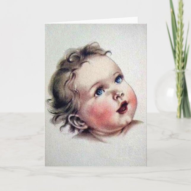 Vintag Blue Mit Augen Baby Note Card Karte (Vorderseite)
