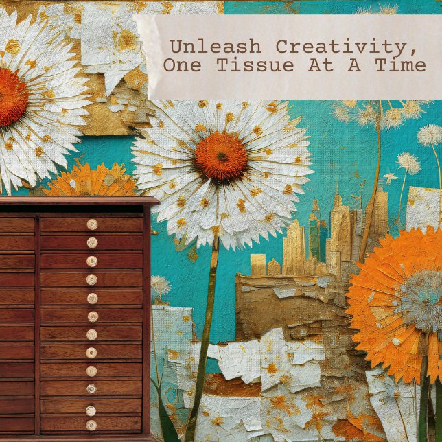 Vintag Blue Orange Floral Decoupage Seidenpapier (Von Creator hochgeladen)