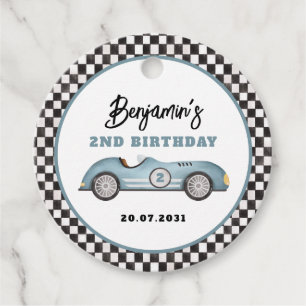 Vintag Blue Race Car Zwei Fast Boy Geburtstagspart Geschenkanhänger