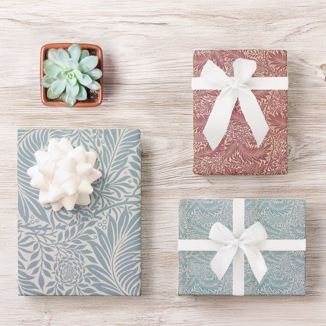 Vintag Blue Red Blätter William Morris Larkspur (Von Creator hochgeladen)