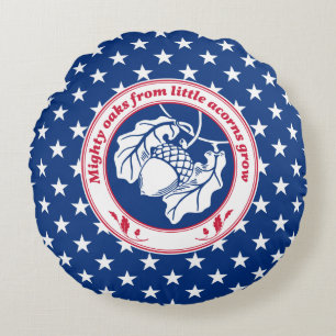 Vintag Blue Red Proverb Eiche Acorn Kunst, Dichtun Rundes Kissen