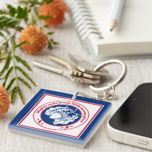 Vintag Blue Red White Proverb Oak Acorn Kunst, Dic Schlüsselanhänger