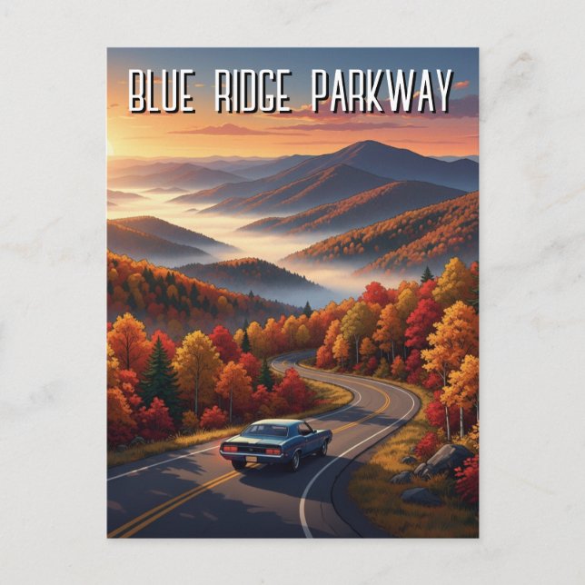 Vintag Blue Ridge Parkway Souvenir Postkarte (Vorderseite)