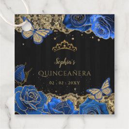 Vintag Blue Rose Black Gold Lace Quinceañera Geschenkanhänger