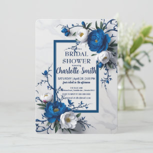 Vintag Blue Rose Blume Antikes Brautparty Einladung