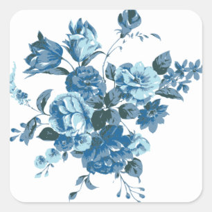 Vintag Blue Rose & Peony Floral Stickers / Siegel
