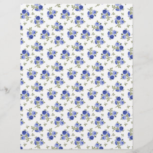 Vintag Blue Rosenknospe Arts & Craft Scrapbook Pap