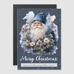 Vintag Blue Santa Holiday Magnetkarte