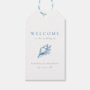 Vintag Blue Seashell Beach Wedding Gast Empfang Geschenkanhänger