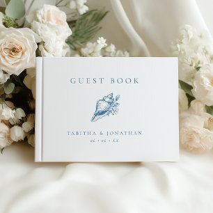 Vintag Blue Seashell Beach Wedding Gästebuch