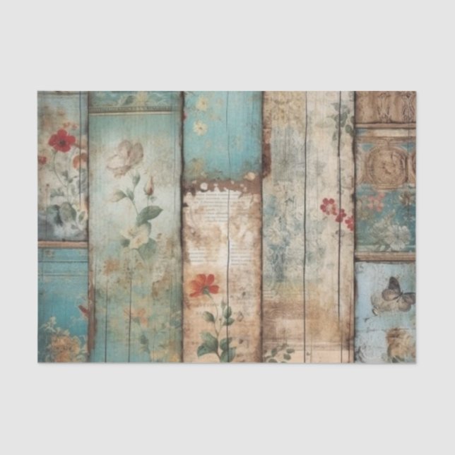 Vintag Blue Shabby Chic Decoupage Seidenpapier (Vorderseite)