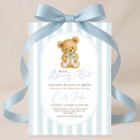 Vintag Blue Teddy Bear Boy Baby Dusche
