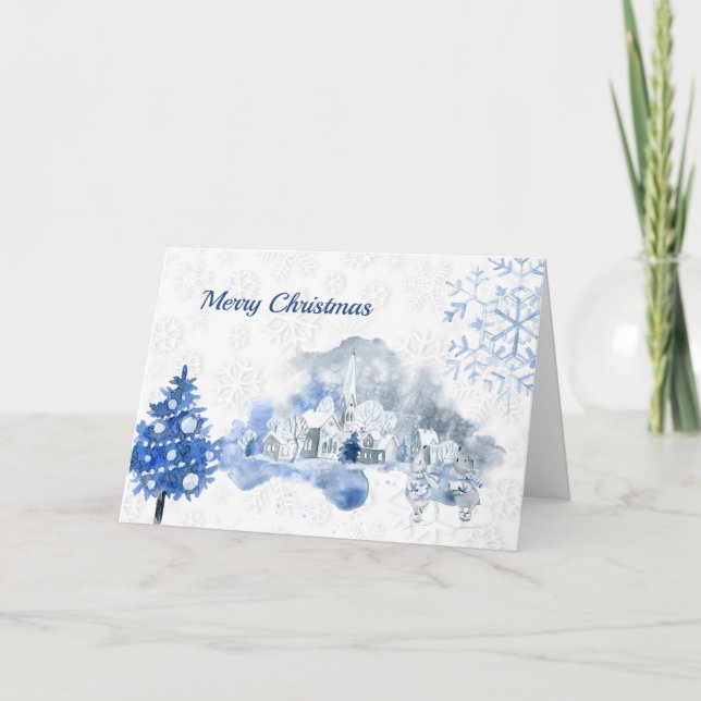 Vintag Blue Town Mice Collage Weihnachten (Vorderseite)