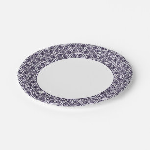 Vintag Blue Türkic Rosette Geometric Graphic Pappteller