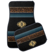 Vintag Blue und Jaguar Animal Print | Monogramm