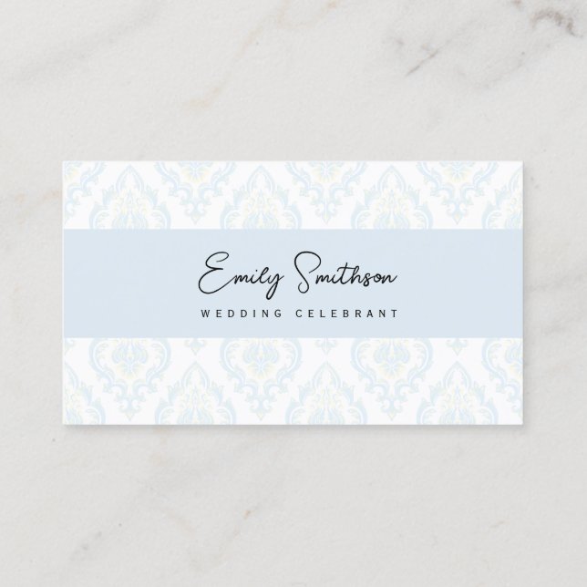 Vintag Blue Wedding Celebrant Business Card Visitenkarte (Rückseite)