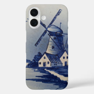 Vintag Blue White Delft Windmill iPhone 16 Hülle