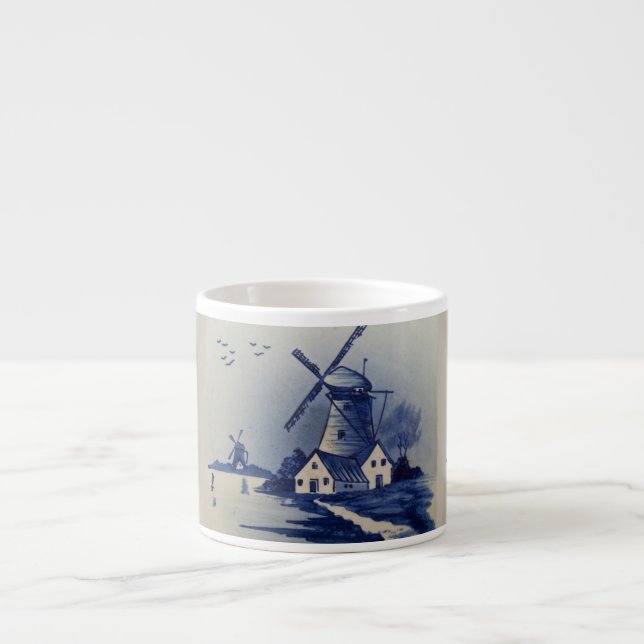 Vintag Blue White Delft Windmill Espressotasse (Vorderseite)
