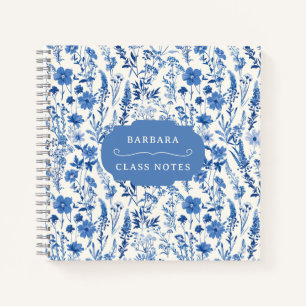 Vintag Blue Wildblumen Personalisiert Notizbuch
