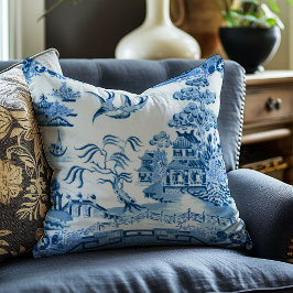 Vintag Blue Willow Decorative Throw Kissen