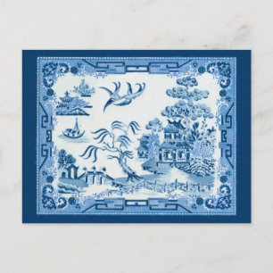 Vintag Blue Willow Postkarte