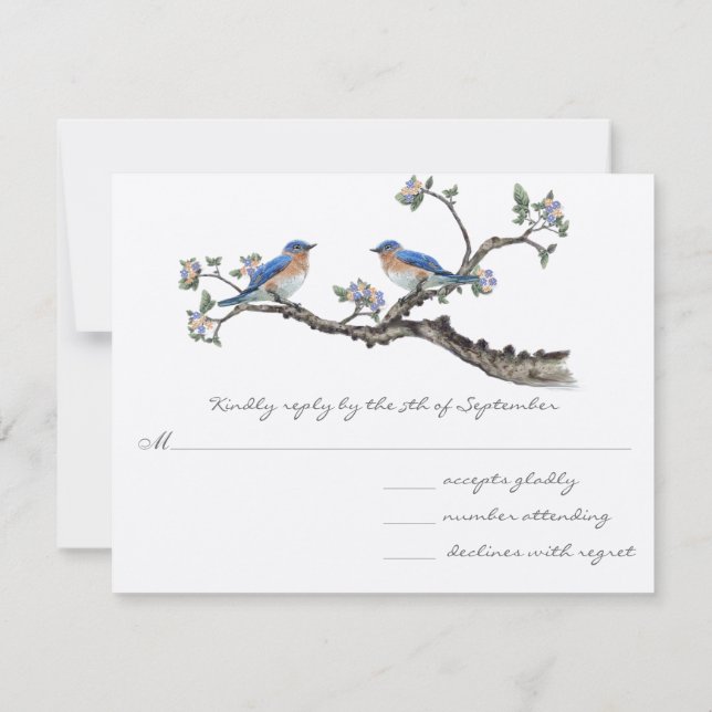 Vintag Bluebirds Wedding RSVP (Rückseite)