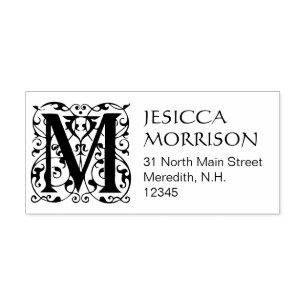Vintag blühen Sie Monogramm-Adresse des Permastempel