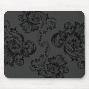Vintag blühen Sie (Schwarzes) Mousepad