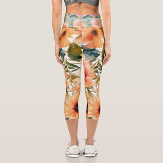 Vintag blühend zeichn capri leggings
