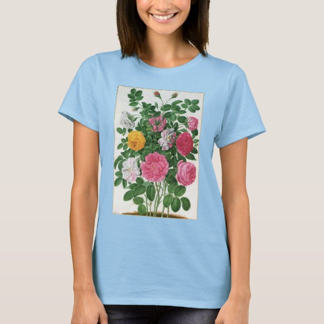 Vintag blühende Blume, Frühjahrsgärten-Rose T-Shirt (Vorderseite)