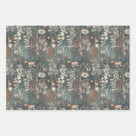 Vintag, blumengeschmückt, sanfte Farben, Wildblume Geschenkpapier Set