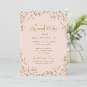 Vintag Blush Antique Geblüht Probe Abendessen Einladung