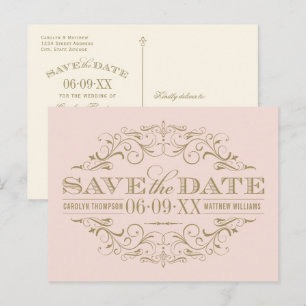 Vintag Blush Antique Geblüht Save the Date Ankündigungspostkarte