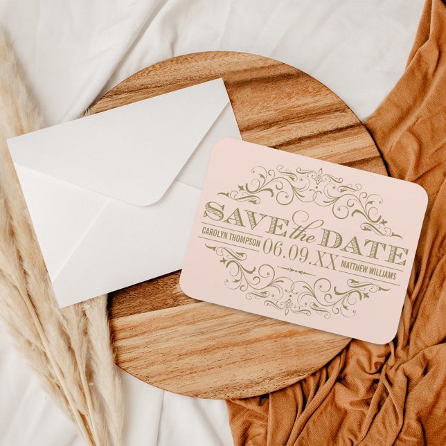 Vintag Blush Antique Geblüht Save the Date Magnet (Von Creator hochgeladen)